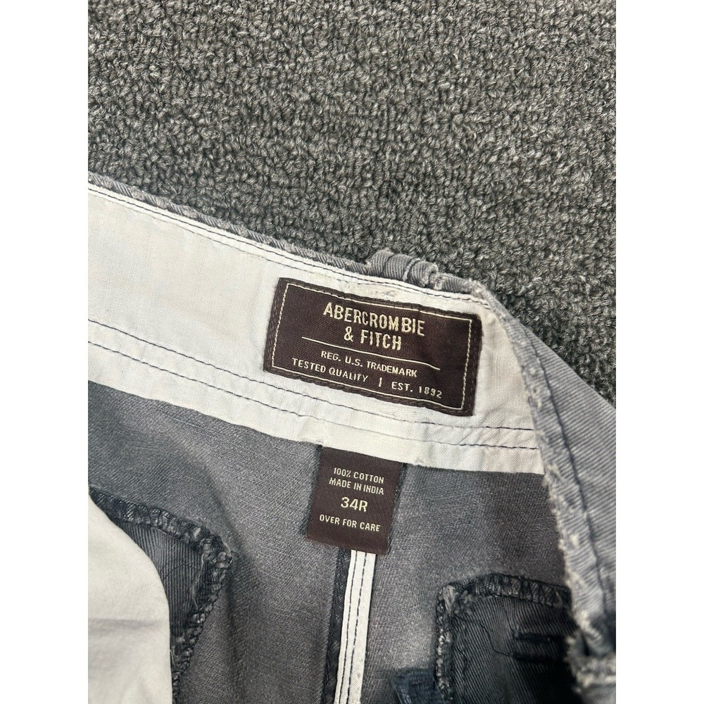 VTG Abercrombie and Fitch Cargo Pants Men 34R (Fits 37x31) Gray Baggy Thrashed - Picture 4 of 16